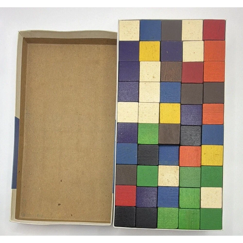 Vintage Ideal School Supply Company Multicolor Cubes Set, 100 Cubes, Ages 3-5